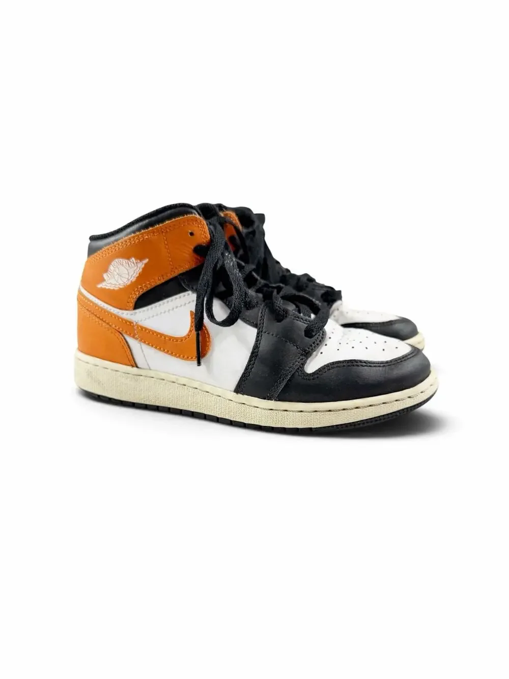 Nike Air Jordan 1 Mid SE Black White Orange High Top Sneakers Size 5 youth